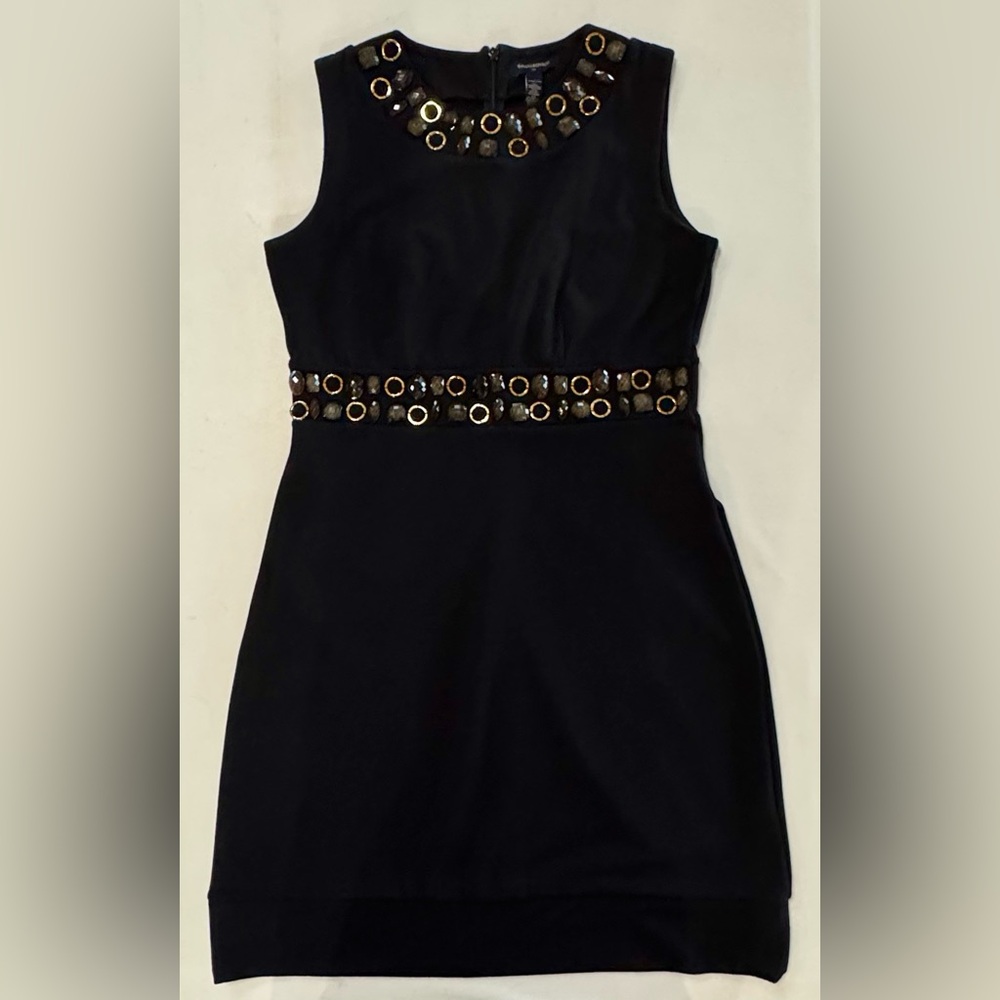 BANANA REPUBLIC Black Dress with Gold & Stone Accents (6) - Picture 8 of 17